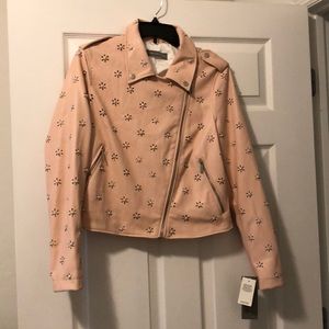Posh soft faux leather jacket w/pearl emblems!